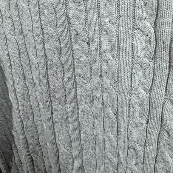 Croft & Barrow Sweater Women XL Gray Speckled Crew Neck Cable Knit Cotton Fall - Picture 6 of 8